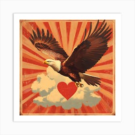 Art Deco Eagle with Heart-shaped Cloud 3 Art Print