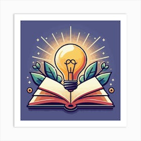 Books With Bulb Idea Design Glowing Bulb On Book Ideas (12) Art Print