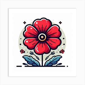 Large red poppy flower, Vector art Art Print