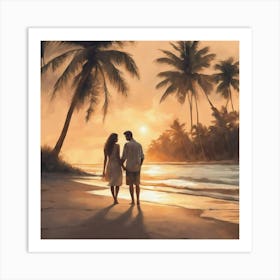 Couple On The Beach 1 Art Print