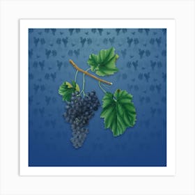 Vintage Lacrima Grapes Botanical on Bahama Blue Pattern n.0133 Art Print