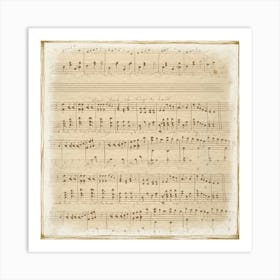 Vintage Beige Music Notes Art Print