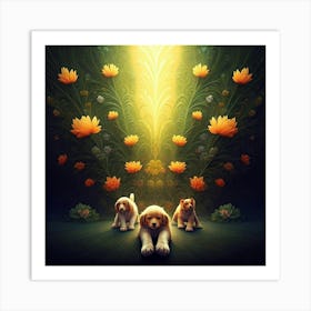 Angels And Puppies Art Print