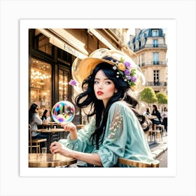 Girl In Paris Art Print