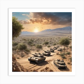 Tanks In The Desert 1 Art Print