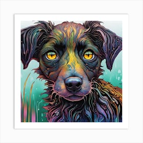 Dog With Yellow Eyes Art Print