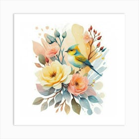 Bird And Flowers Art Print