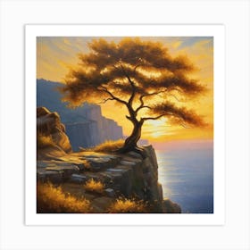 Lone Tree At Sunset 7 Art Print