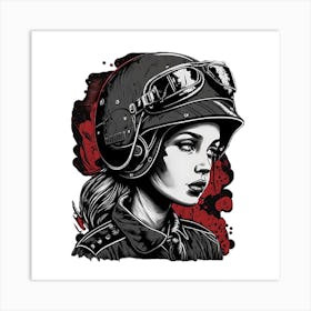 Rockabilly Military Pin Up Girl Art Print