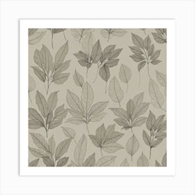 Leaves On A Beige Background Art Print