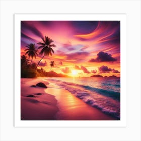 Sunset On The Beach 1 Art Print