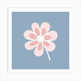 A White And Pink Flower In Minimalist Style Square Composition 31 Art Print