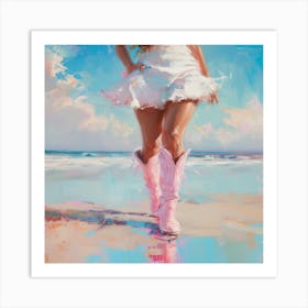 Cowgirl On The Beach Art Print