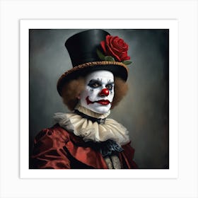 Clown with Red Rose Art Print