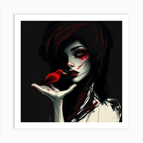 Girl With A Bird 2 Art Print