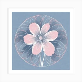 A White And Pink Flower In Minimalist Style Square Composition 694 Art Print