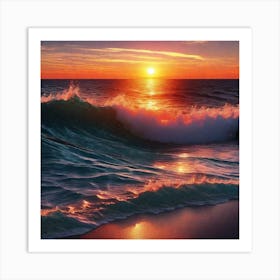 Sunset At The Beach 136 Art Print