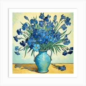 Blue Flowers In A Vase Art Print