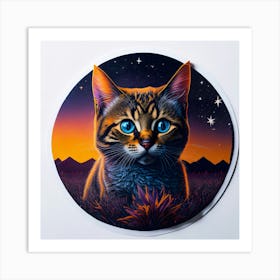 Cat Colored Sky (4) Art Print