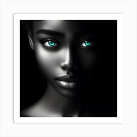 Beautiful Black Woman With Green Eyes Art Print