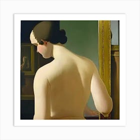 Naked woman looking at the mirror Art Print