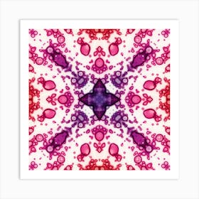 Pink Watercolor Flower Pattern From Bubbles 1 Art Print