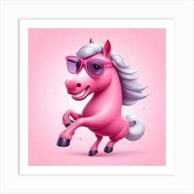 Pink Horse With Sunglasses Art Print