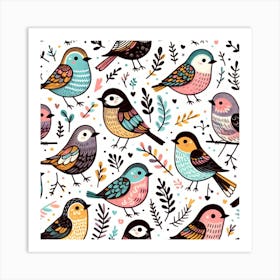 Seamless Pattern With Birds Art Print