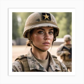 Female Us Army Soldier 2 Art Print