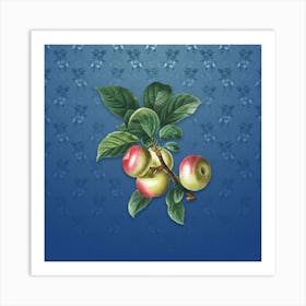 Vintage Apple Botanical on Bahama Blue Pattern n.0902 Art Print