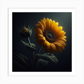 Sunflower - Digital Art Art Print