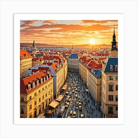 Prague, Czech Republic Cubism Style Art Print