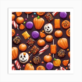 Halloween Candy Seamless Pattern 1 Art Print