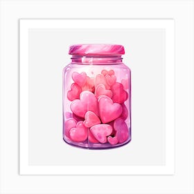 Pink Hearts In A Jar 13 Art Print