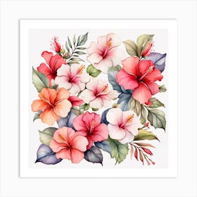 Pattern with Hibiscus flowers 3 Art Print