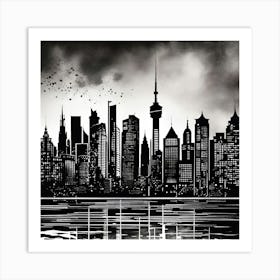 Black And White Cityscape Art Print