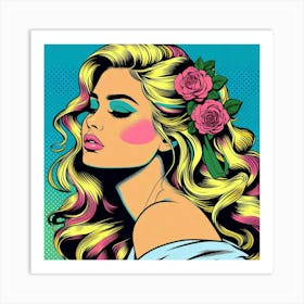 Pop art style of beautiful girl Art Print