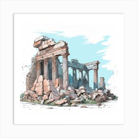 Ruins Of A Greek Temple Art Print