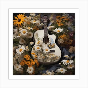 Flowers and a guitar 2 Art Print