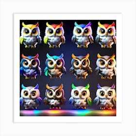 colorfull Owls Art Print