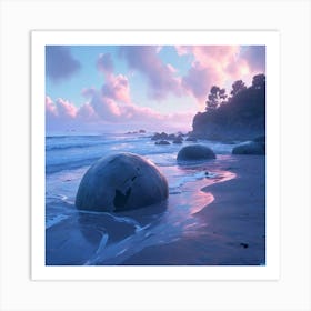 Moeraki Boulders Art Print