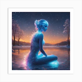 Frozen Woman Sitting In Water Art Print