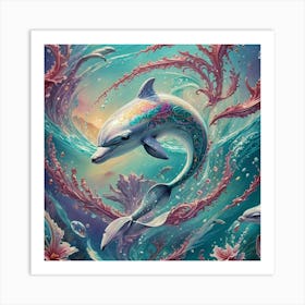 Dolphins In The Sea Art Print