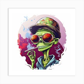 Zombie Smoking A Cigarette Art Print