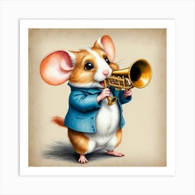 Mouse Playing The Trumpet Art Print