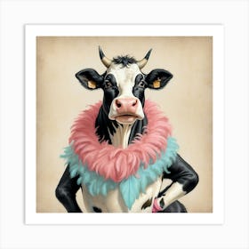 Cow With Feathers 6 Art Print