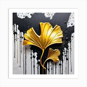 Gold Ginkgo Leaf Art Print