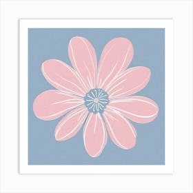 A White And Pink Flower In Minimalist Style Square Composition 384 Art Print