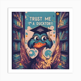 Trust Me I'm A Ducktor - A Duck Donning A Graduation Cap Art Print
