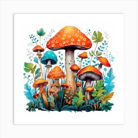 Mushrooms In The Forest 66 Art Print